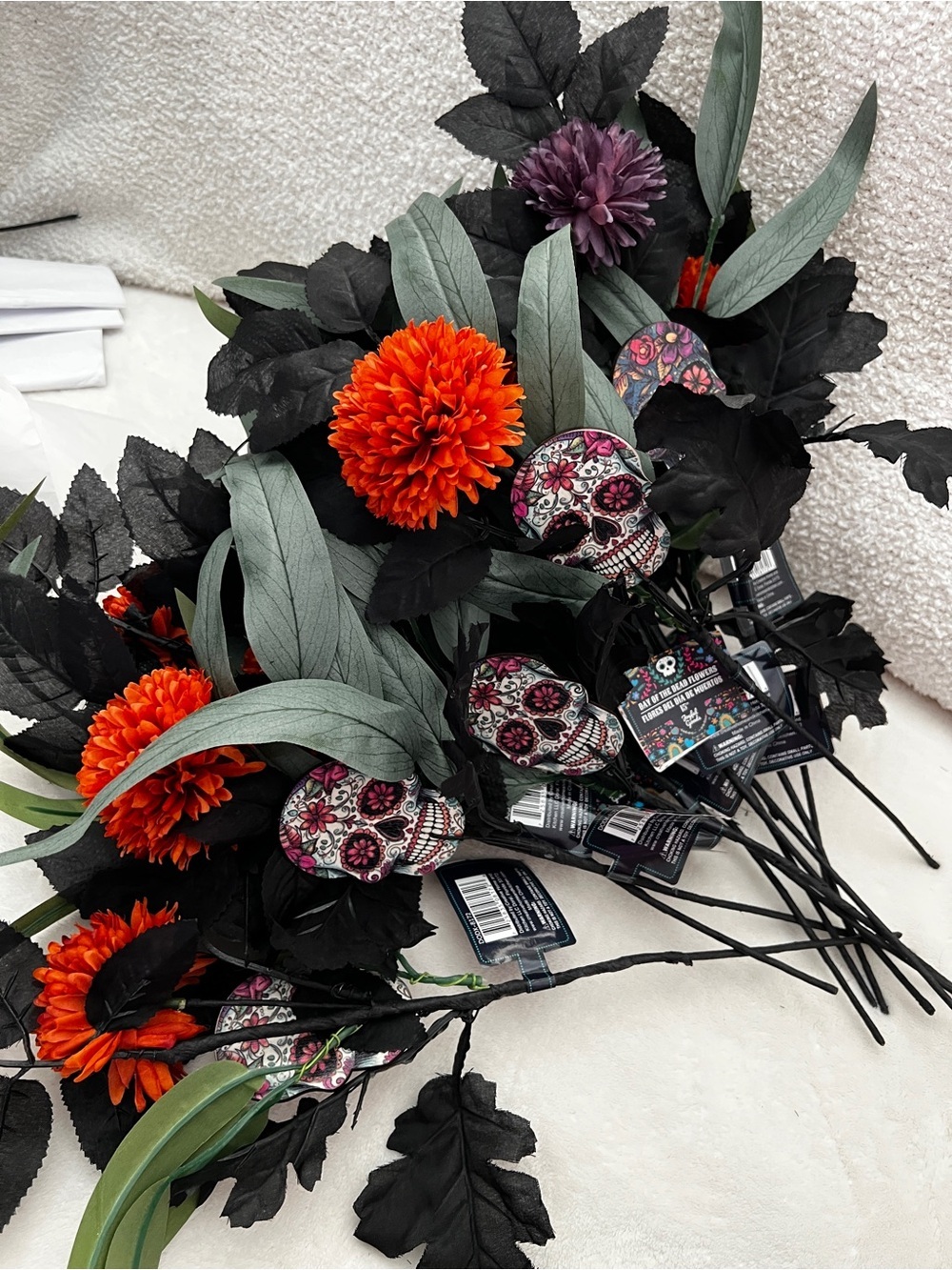 Lot of 12 Stem Day Of The Dead Artificial Flowers Fall Decor Size 15" Flexible